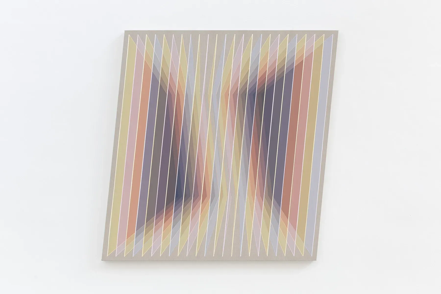Daniel Mullen — Proximity XIV: primary yellow intervals with violet–magenta recession, 2025