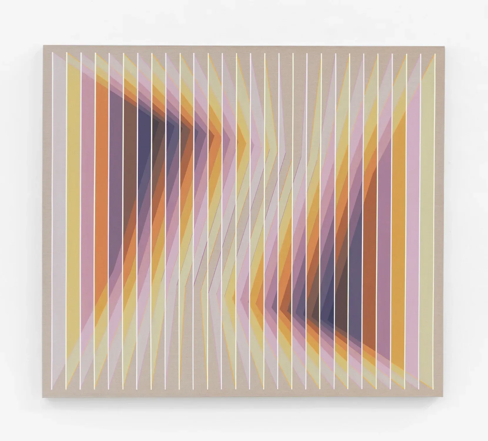 Daniel Mullen — Proximity XI: magenta–yellow register in thermal compression, 2025