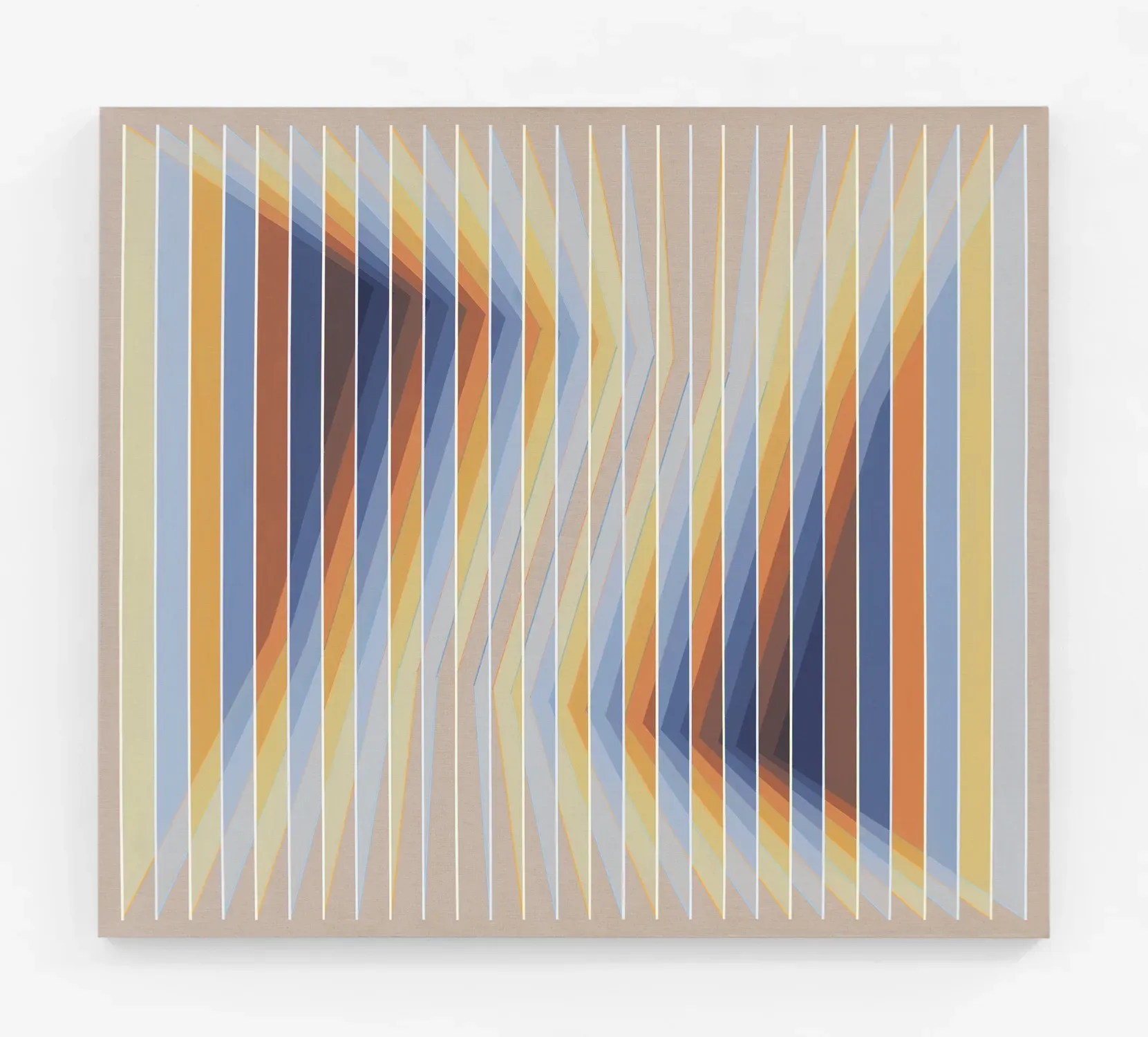 Daniel Mullen — Proximity XII: warm–cool interval across yellow–phthalo scaffold, 2025