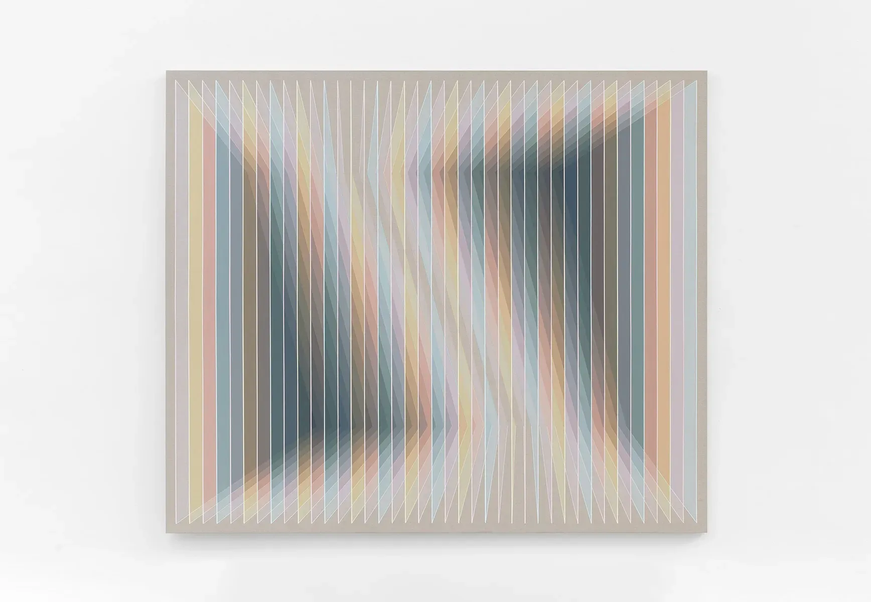 Daniel Mullen — Proximity XIX: quinacridone scaffold with blue–ochre modulation, 2025