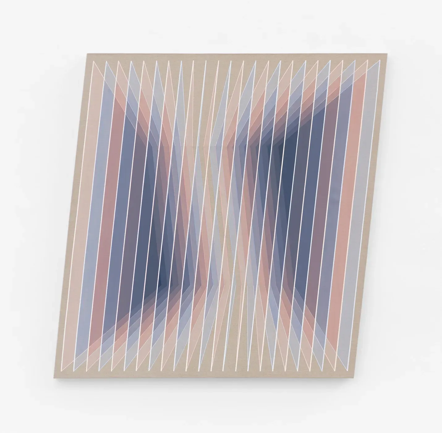 Daniel Mullen — Proximity XIII: low-chroma scaffold between magenta and phthalo, 2025
